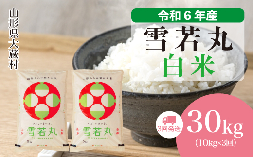 ＜令和6年産米＞ 令和7年7月上旬より配送開始 雪若丸【白米】30kg定期便 (10kg×3回)　大蔵村