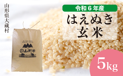 ＜令和6年産米＞令和7年9月下旬発送　はえぬき 【玄米】 5kg （5kg×1袋） 大蔵村