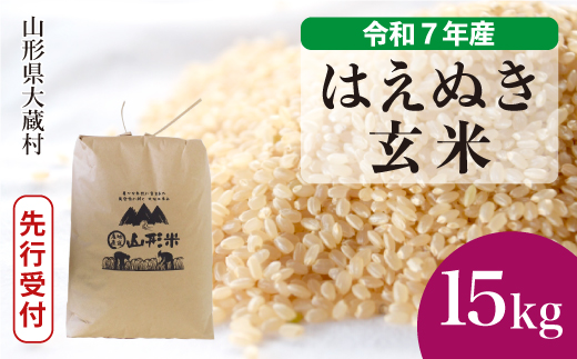 ＜令和7年産米先行受付＞ 大蔵村産 はえぬき 【玄米】 15kg （15kg×1袋） 配送時期指定できます！