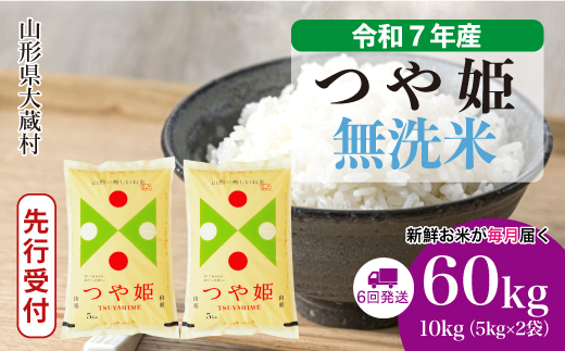 ＜令和7年産米先行受付＞ 大蔵村産 特別栽培米 つや姫 【無洗米】60kg定期便(10kg×6回)　配送時期指定できます！