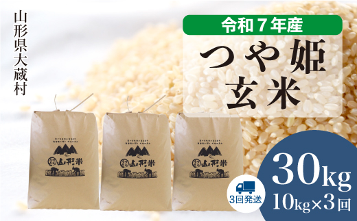 ＜令和7年産米＞ 令和8年7月中旬より発送 特別栽培米 つや姫【玄米】30kg 定期便 (10kg×3回)