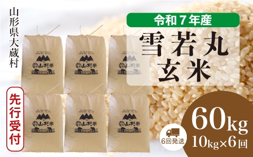 ＜令和7年産米先行受付＞ 大蔵村産 雪若丸 【玄米】60kg定期便(10kg×6回)　配送時期指定できます！