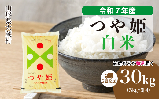 ＜令和7年産米＞ 令和8年4月下旬より発送 特別栽培米 つや姫【白米】30kg定期便 (5kg×6回)