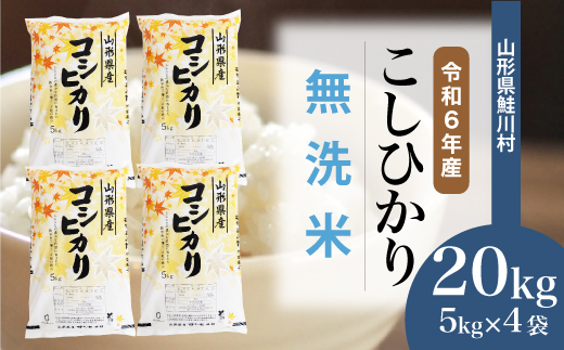 ＜令和6年産米＞令和7年3月下旬発送　コシヒカリ 【無洗米】 20kg （5kg×4袋） 鮭川村