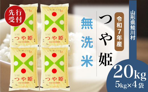 ＜令和7年産米先行受付＞ 令和7年12月上旬発送　特別栽培米 つや姫 【無洗米】 20kg （5kg×4袋） 鮭川村