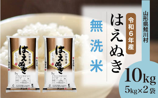 ＜令和6年産米＞令和7年4月中旬発送　はえぬき 【無洗米】 10kg （5kg×2袋） 鮭川村