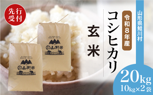 ＜令和8年産米先行受付＞ 令和9年1月上旬発送　こしひかり 【玄米】 20kg （10kg×2袋） 鮭川村