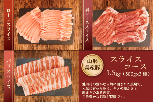 山形県産豚 スライスコース1.5kg（500g×3種）