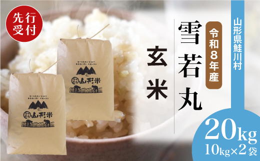 ＜令和8年産米先行受付＞ 令和9年9月下旬発送　雪若丸 【玄米】 20kg （10kg×2袋） 鮭川村