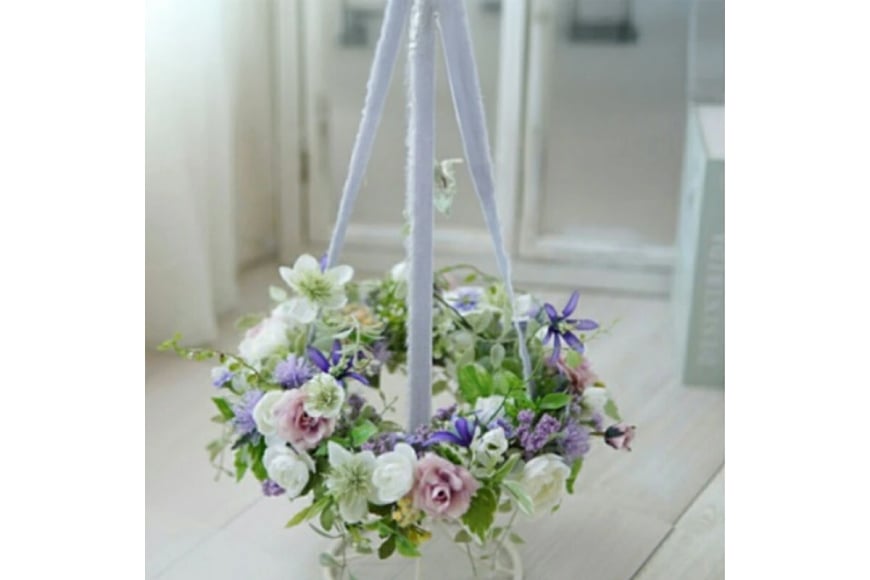 フラワーリース フライングリース 1個 スタンド付き [La.Rose Fleur 山形県 高畠町 tk06ayt140032] 花 はな 造花 フラワー アレンジメント インテリア 飾付 ハンドメイド