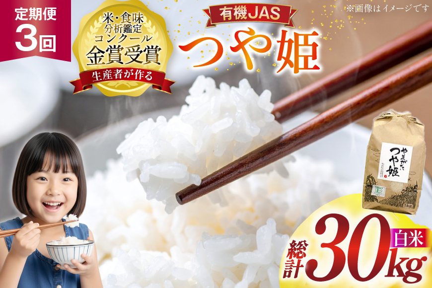 米 3回 定期便 令和7年産 つや姫 10kg 有機JAS 精米 [農家の蔵出し米生産組合 山形県 高畠町 tk06ays900011] コメ ご飯 ごはん お米 ブランド米