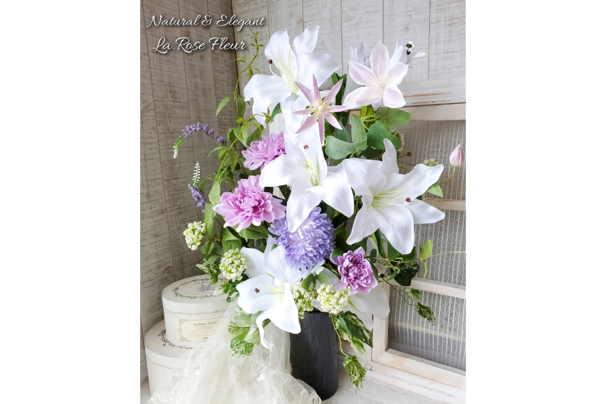 フラワーアレンジメント フューネラルフラワー 仏花 大 [La.Rose Fleur 山形県 高畠町 tk06ayt140008] 花 はな 造花 フラワー アレンジメント インテリア 飾付 ハンドメイド