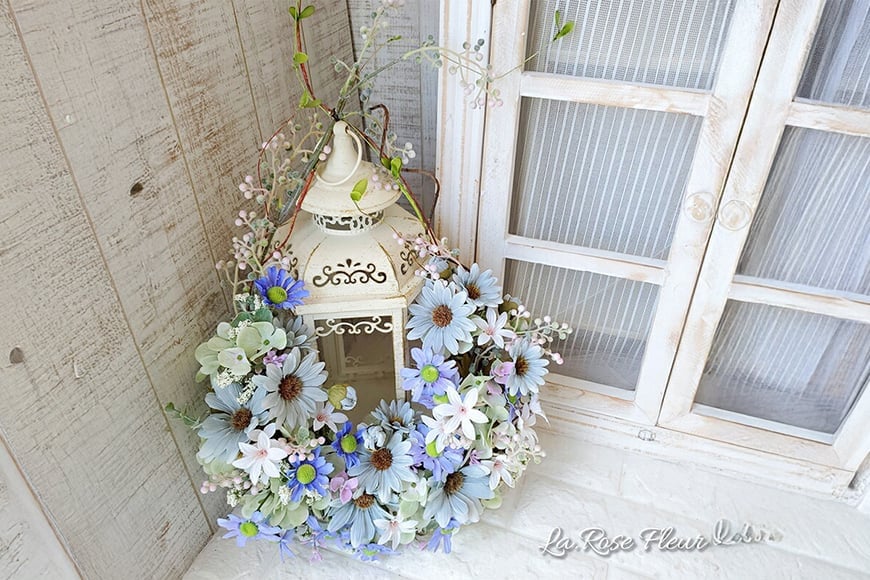 フラワーリース ドロップリース 1個 [La.Rose Fleur 山形県 高畠町 tk06ayt140039] リース 花 はな 造花 フラワー アレンジメント インテリア 飾付 ハンドメイドリース