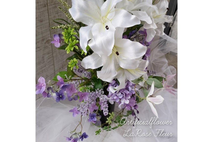 フラワーアレンジメント フューネラルフラワー 仏花 大 [La.Rose Fleur 山形県 高畠町 tk06ayt140008] 花 はな 造花 フラワー アレンジメント インテリア 飾付 ハンドメイド