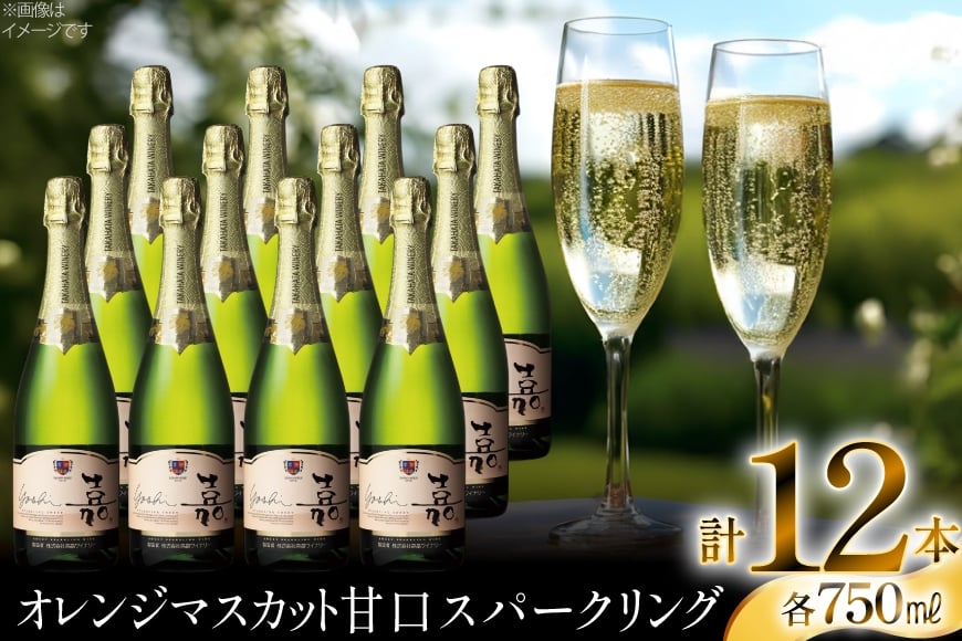 スパークリング 嘉 yoshi スパークリング スウィート 750ml 12本 [小田部商店 山形県 高畠町 tk06ayt180131] 甘口 高畠ワイナリー 白 ワイン オレンジマスカット