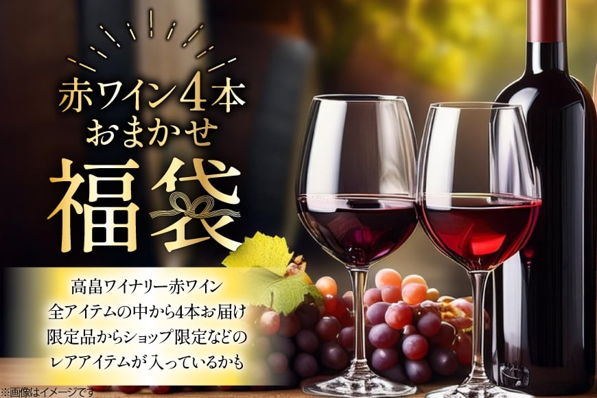 赤ワイン 詰め合わせ おまかせ福袋 高畠ワイン 720ml × 4本 [高畠ワイナリー 山形県 高畠町 tk06ays730090] 酒 お酒 飲み比べ 酒 さけ アルコール 飲み比べ セット パーティー