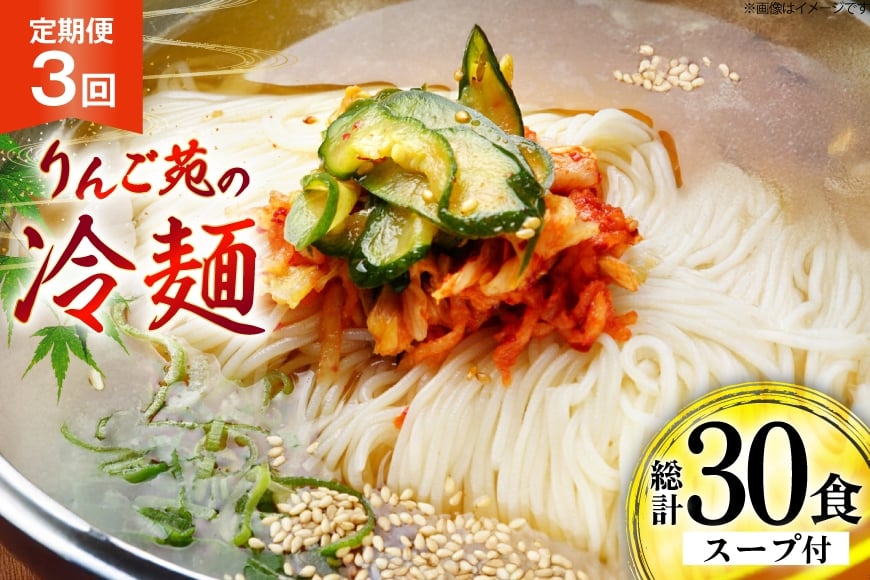 冷麺 定期便 3回 りんご苑の冷麺 スープ付 10食 計30食 [りんご苑 山形県 高畠町 tk06ays660002] スープ 自家製 生麺 時短 簡単 手軽 冷凍