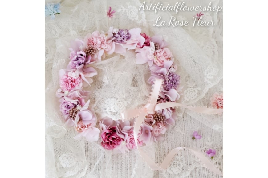 フラワーアレンジメント 花かんむり 1個 新生児 お子様 ペット 用 [La.Rose Fleur 山形県 高畠町 tk06ayt140019] 花 はな 造花 リース フラワー アレンジメント インテリア アクセサリー コスチューム 記念写真 ハンドメイド