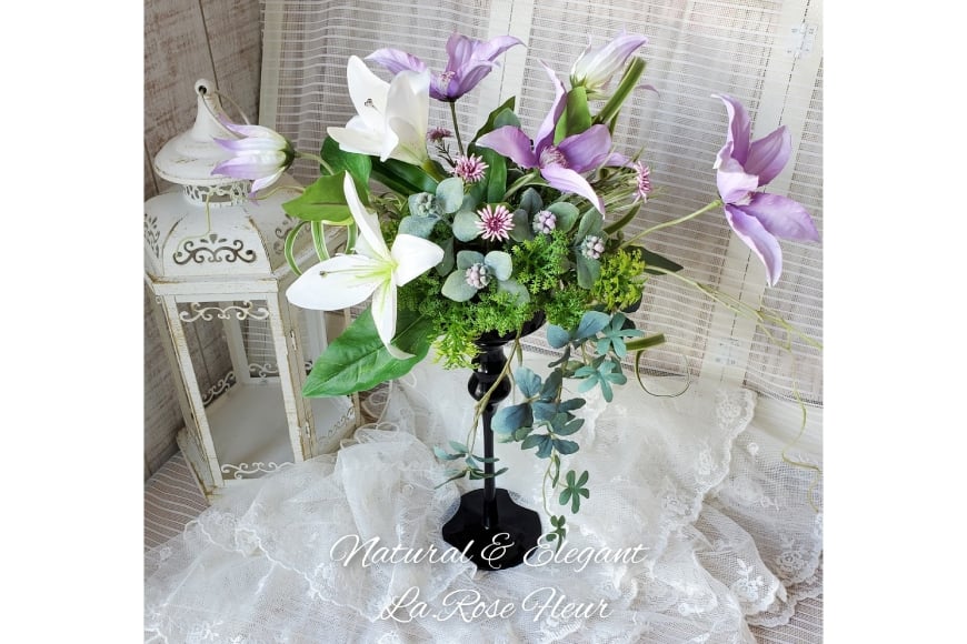 フラワーアレンジメント フューネラルフラワー 仏花 中 [La.Rose Fleur 山形県 高畠町 tk06ayt140007] 花 はな 造花 フラワー アレンジメント インテリア 飾付 ハンドメイド