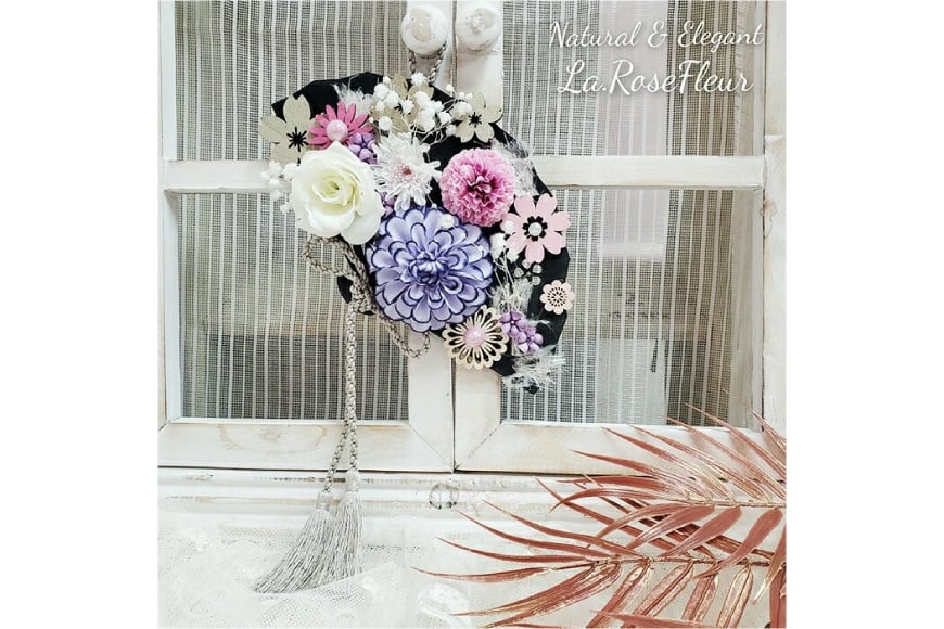 フラワーアレンジメント アーティフィシャルフラワー 花扇アレンジ [La.Rose Fleur 山形県 高畠町 tk06ayt140001] フラワー アレンジメント ハンドメイド 花 はな 造花 インテリア 飾付