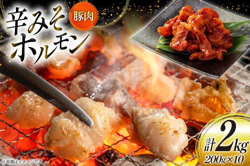 豚肉 ホルモン 辛みそホルモン 200g 10p 計2kg [りんご苑 山形県 高畠町 tk06ays660014] 焼肉 やきにく 国産 豚 味付き 辛みそ 味噌 小分け 簡単 手軽 調理 おかず 冷凍