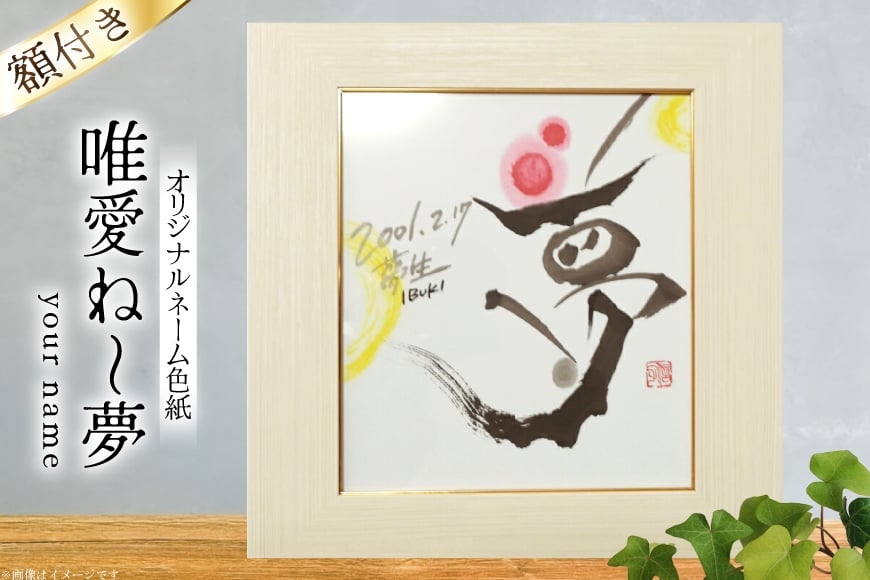 色紙 オリジナル ネーム色紙 額付き 唯愛 ね〜夢(your name) [彩墨花〈saiboku-ka〉 山形県 高畠町 tk06ayt360000] 名前 アート 創作 作品 書道