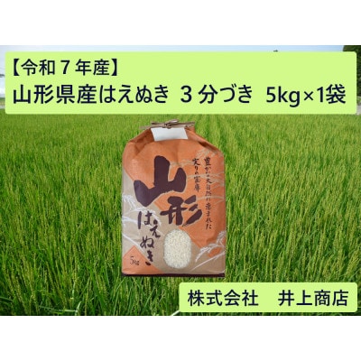 令和7年産山形県産はえぬき　3分づき5kg×1袋【1728619】