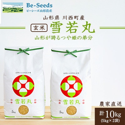令和7年産　山形県産　雪若丸　玄米　10kg(5kg×2袋)【1660788】