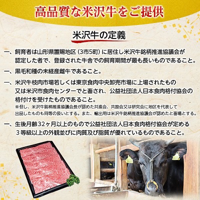 【特選米沢牛A-5】しゃぶしゃぶ用 2.4kg(400g×6包) 　(冷蔵便)【配送不可地域：離島・北海道・沖縄県・信越、北陸・東海・近畿・中国・四国・九州】【1204183】