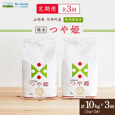 【毎月定期便】山形県産特別栽培米「つや姫」10kg(5kg×2袋)全3回【4076722】