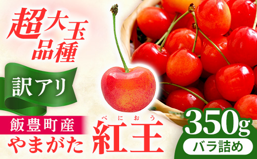さくらんぼ 紅王 訳アリ 350g（バラ詰め） 山形県飯豊町産 - さくらんぼ 紅王 2026 山形 2026年発送 サクランボ フルーツ 山形県 飯豊町 田園サービスいいで ※北海道・中国・四国・九州・沖縄　配送不可