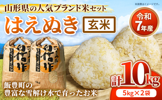 人気のブランド米 はえぬき 玄米 10kg (R7年産） - 山形県 飯豊町産 米 玄米ごはん 品種 銘柄 ブランド米 玄米食 食物繊維 ビタミン おすすめ 送料無料 田園サービスいいで【価格改定】