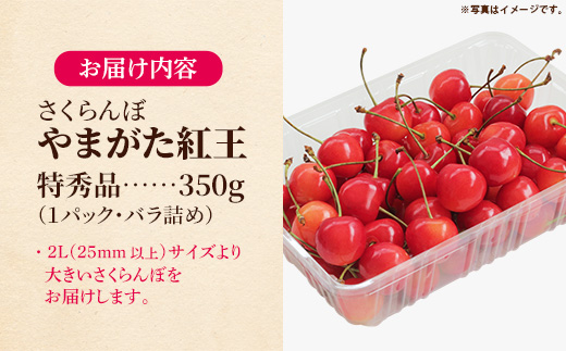 さくらんぼ 紅王 特秀品 350g（バラ詰め）山形県飯豊町産 - さくらんぼ 紅王 2026 山形 2026年発送 サクランボ フルーツ 山形県 飯豊町 田園サービスいいで ※北海道・中国・四国・九州・沖縄　配送不可