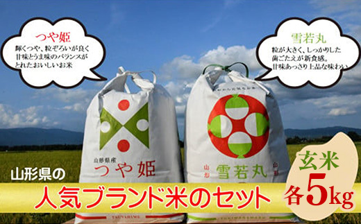 人気のブランド米　つや姫、雪若丸　玄米セット（つや姫、雪若丸 各5kg）（飯豊町産）(R7年産）【価格改定】