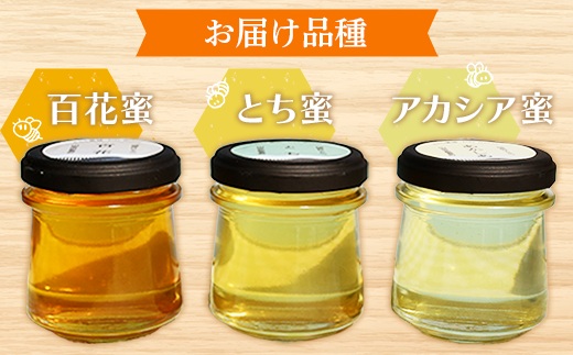 純粋はちみつ 3本セット（アカシア・とち・百花）山形県飯豊町産蜂蜜 - 国産 天然 蜂蜜 食べ比べ おすすめ 送料無料 山形県 飯豊町 佐藤養蜂