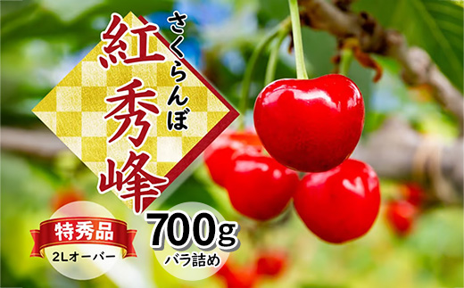 さくらんぼ 紅秀峰 特秀品 700g（バラ詰め） 山形県飯豊町産 - さくらんぼ 紅秀峰 2026 山形 2026年発送 サクランボ フルーツ 山形県 飯豊町 田園サービスいいで ※北海道・中国・四国・九州・沖縄　配送不可