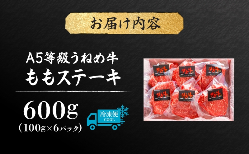 A5等級 うねめ牛 もも ステーキ 計600g 100g×6P 黒毛和牛 牛肉 お肉 雌牛 和牛 国産 牛肩 モモ 赤身 ステーキ 鉄板 肉厚 料理 焼き肉 焼肉 A5 お取り寄せ 人気 希少 高評価 贈答 プレゼント ギフト 冷凍 さくらやフーズ 福島県 郡山市 