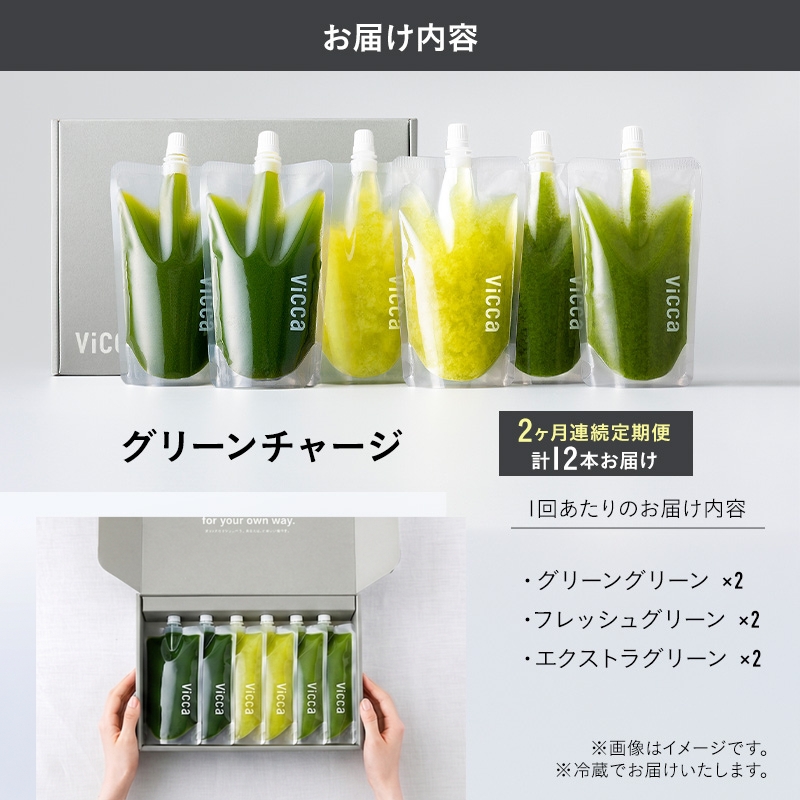 フルーツ専門店がつくる Viccaプレミアムフルーツ ダブルプレスジュース  グリーンチャージ 280ml×6本 定期便2か月コース 果実本来の味わいを楽しむ 贅沢ジュース 冷蔵