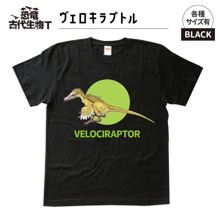 恐竜・古代生物Tシャツ　ヴェロキラプトル　サイズ140（キッズ・ユニセックス）