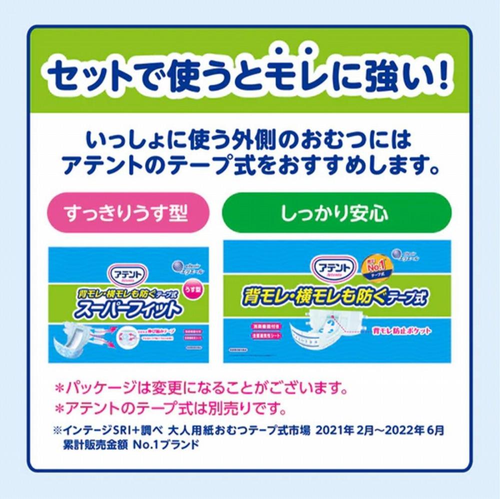 アテント　夜1枚安心パッド　モレを防いで朝までぐっすり　6回吸収　66枚（22枚×3パック）