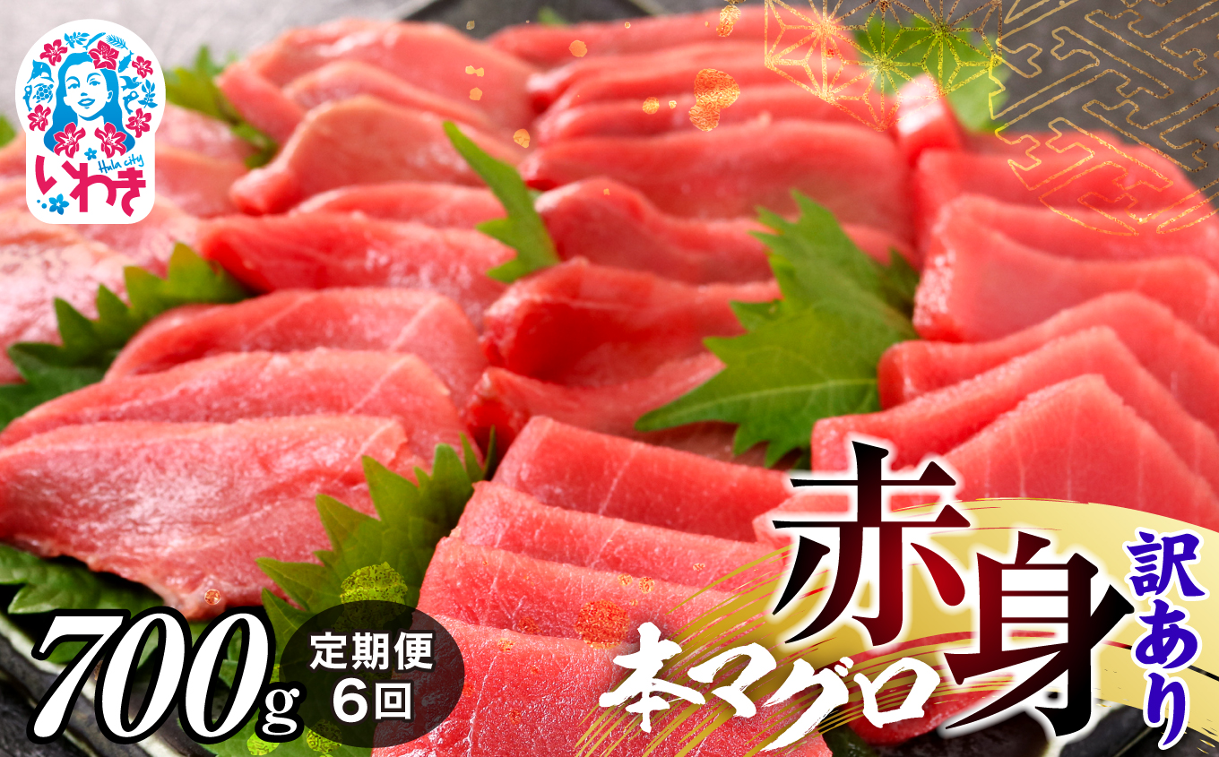 【定期便/計6回】本マグロ訳あり赤身700g（計8.4kg）【DG011-t6】|いわき市 ふるさと納税 株式会社東日本貿易 鮪 本鮪 本まぐろ マグロ 大トロ 大とろ トロ とろ 刺し身 さしみ さかな 海鮮 寿司 解凍レシピ付