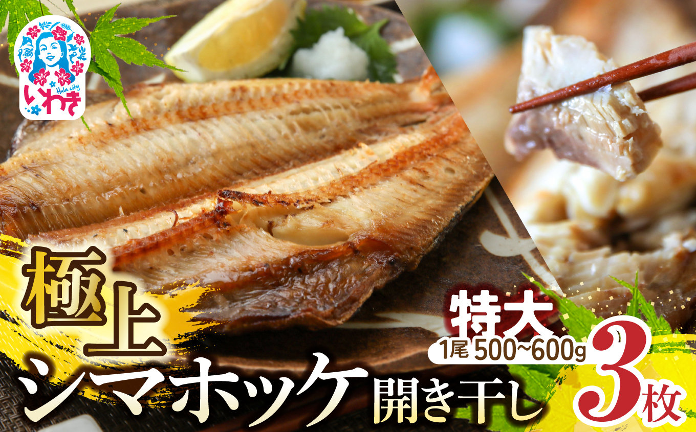 極上 シマホッケ 開き 計 約1.5kg ～ 1.8kg（500g ～ 600ｇ×3パック） ほっけ 縞ホッケ 干物 魚 魚介 冷凍 おかず つまみ 肉厚