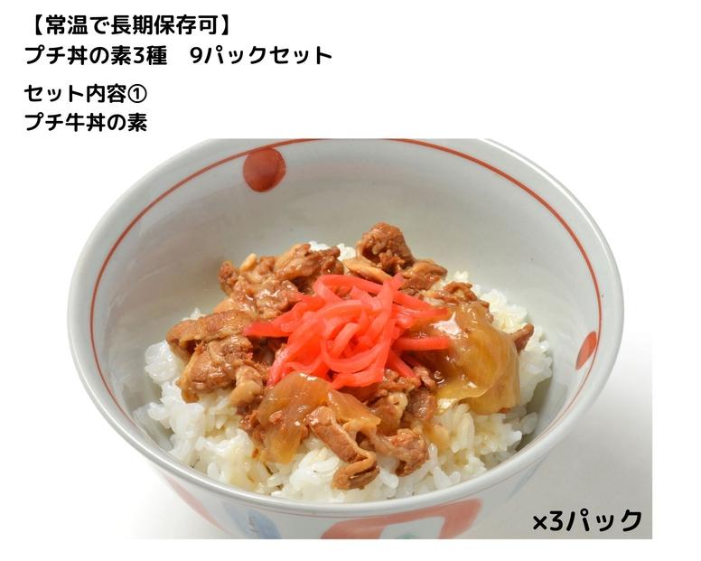 【常温で長期保存可】 プチ丼の素3種  9パックセット