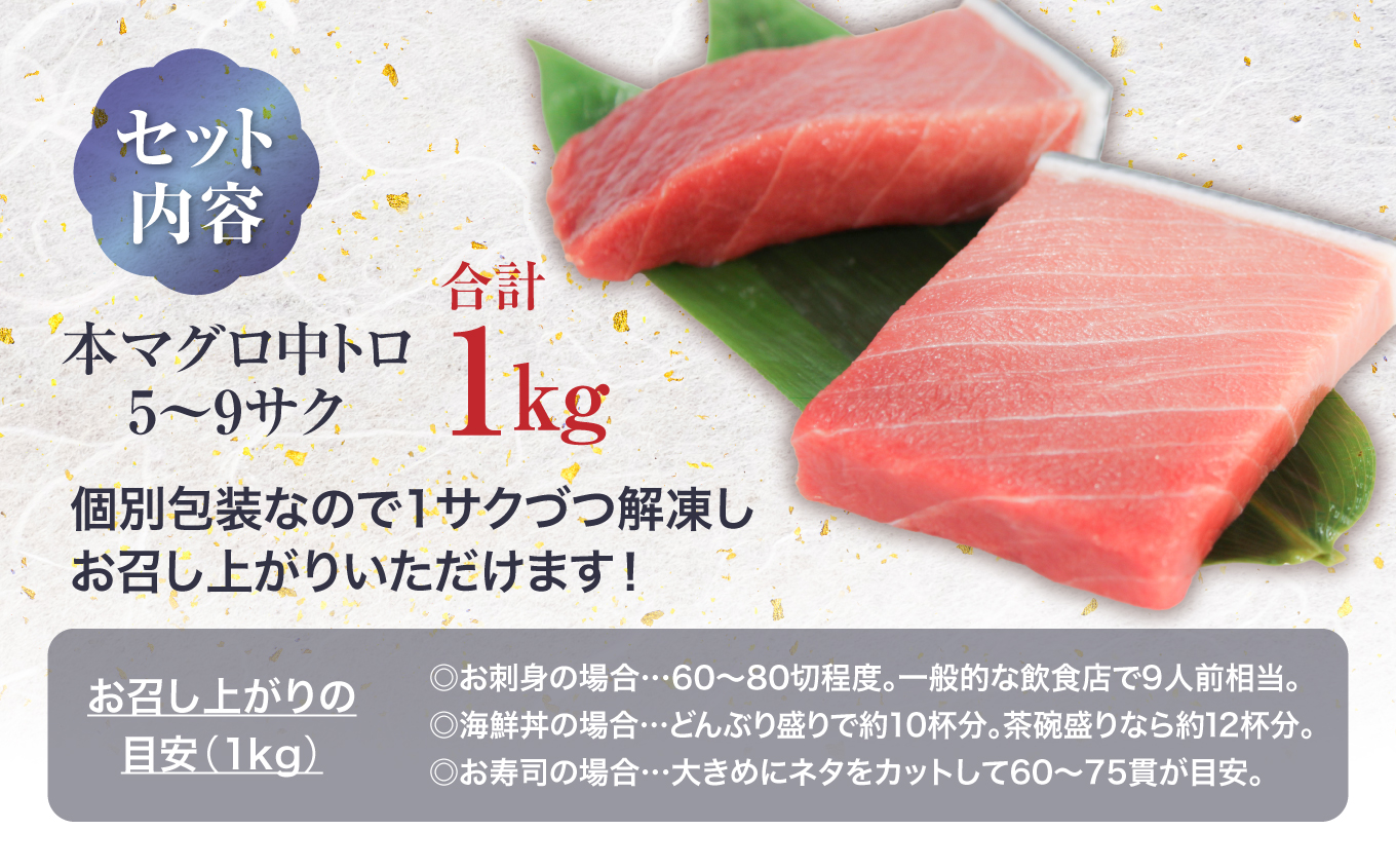 【定期便/計6回】本マグロ中トロ1kg（計6kg）【DG006-t6】|いわき市 ふるさと納税 株式会社東日本貿易 鮪 本鮪 本まぐろ マグロ トロ とろ 刺し身 さしみ さかな 海鮮 寿司 解凍レシピ付
