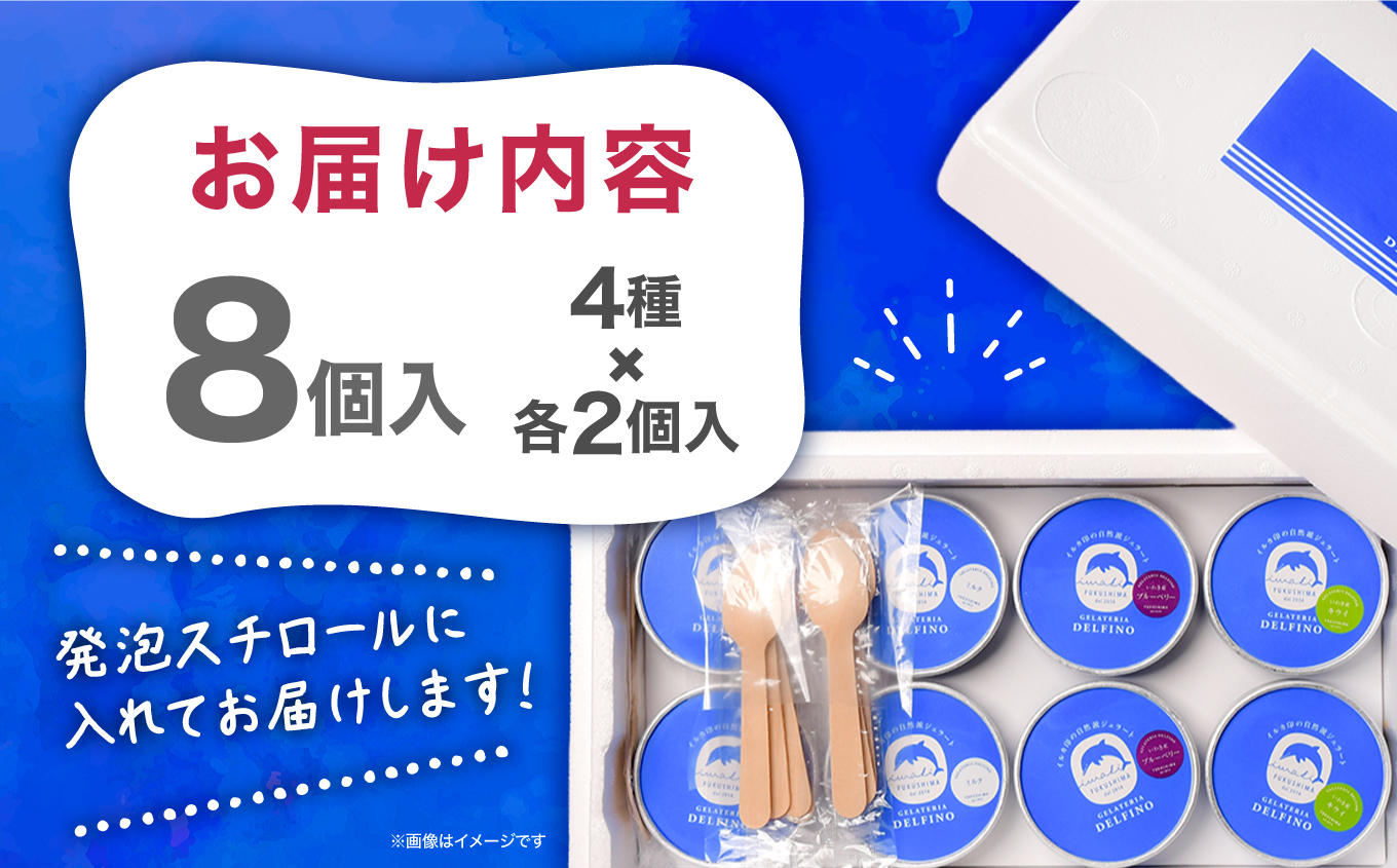 いわき産のフルーツを使った自然派自家製ジェラート８個入セット