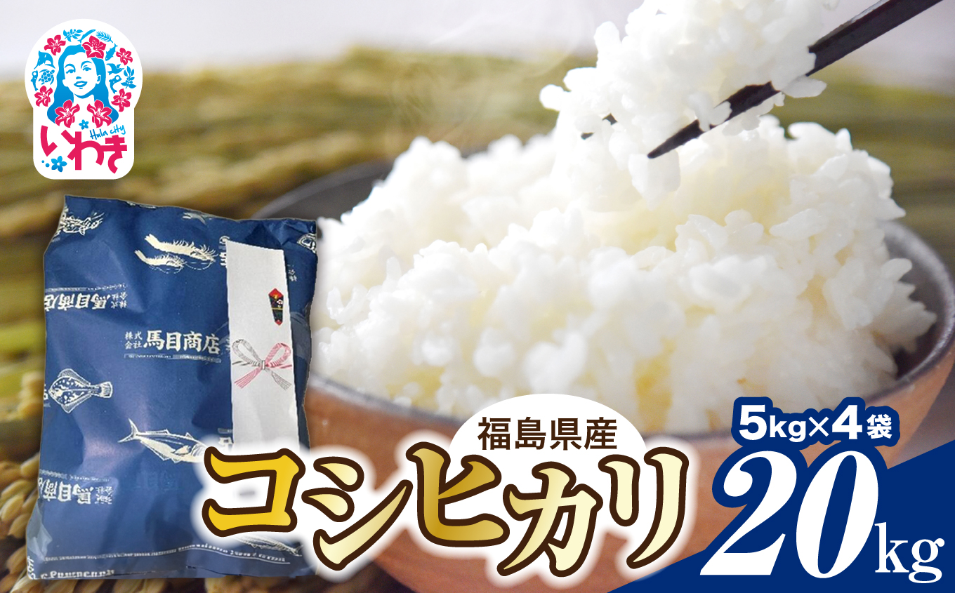 【令和7年度産】福島県産コシヒカリ 20kg(5kg×4袋) | 福島県産 コシヒカリ 新米 令和7年産 順次発送 白米 単一原料米 粒揃い 甘み もちもち ふっくら つややか ごはん ギフト 精米 | BF038-20kg