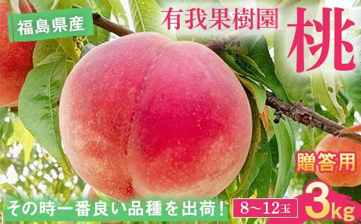 桃 ＜有我果樹園＞ 品種色々 ミックス 3kg 8～12玉 贈答用 F7X-0232
