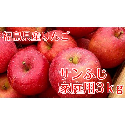 【訳あり家庭用りんご】福島県のリンゴ　サンふじ3kg(8〜12玉)　【1362082】