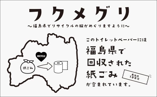 再生紙トイレットペーパー『フクメグリ』 100ロール　114mm*65m　シングル ソフト 個包装 　【07208-0460】