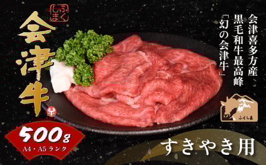 牛肉　すき焼き用　500g　会津喜多方産　黒毛和牛　会津牛　ギフト【07208-0290-C】
